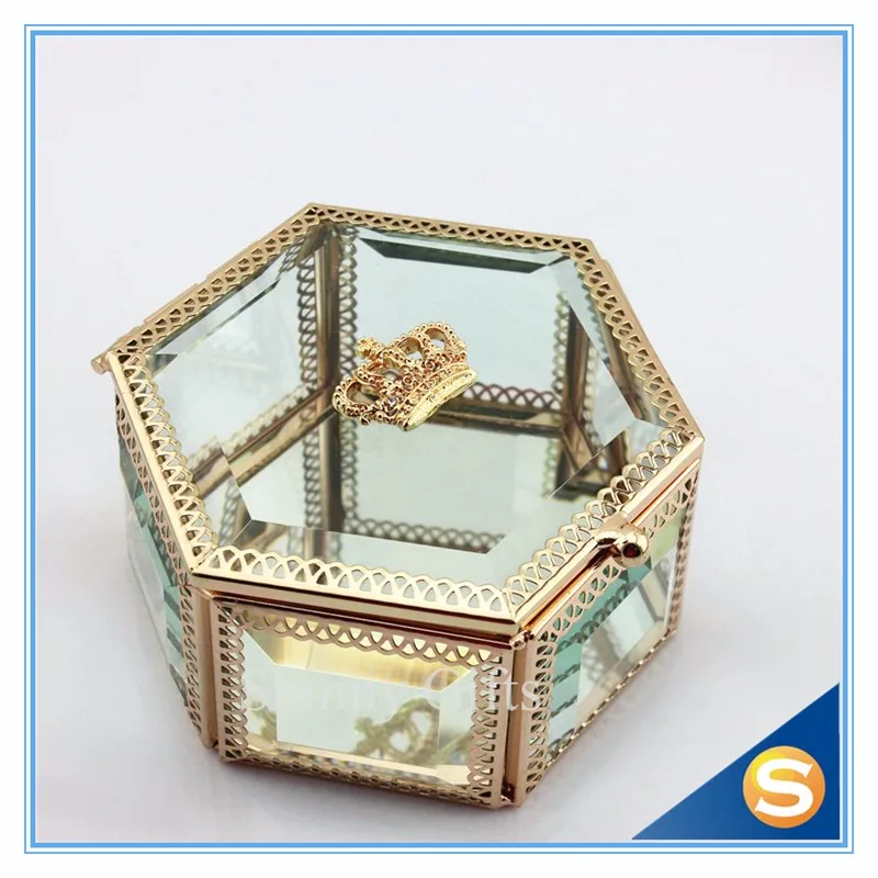 Gold color glass jewelry box (5)