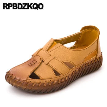 

chinese hollow out round toe large size ladies brown 41 flats retro women slip on cheap shoes china 2018 breathable designer