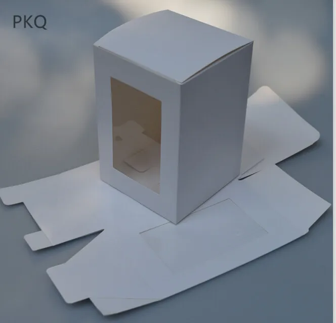 

20pcs 10 sizes White Kraft Paper Box Cardboard Gift Packaging Box with window Square Present/Toys Display Box Party Supplies