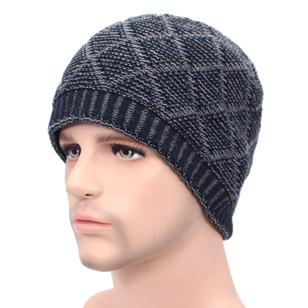 AETRUE зимние Skullies Beanies, мужской шарф, вязаная шапка, шапки, мужские маски Gorras Bonnet, теплые зимние головные уборы для мужчин и женщин, шапки бини - Цвет: navy