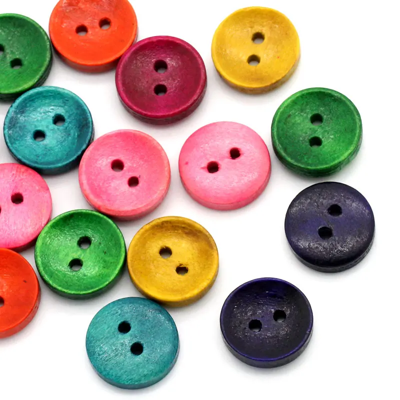 

Wood Sewing Buttons Round 2 Holes Mixed 15mm Dia,100PCs