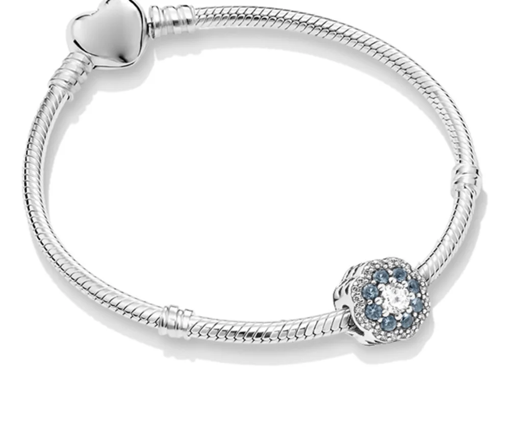 

100% 925 Silver Bracelet Esterlina 2019 New Spring Blue Flowers Zt0288 Ornaments Conjunct Chain To Send Girlfriend Presents