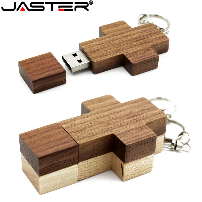 

JASTER Custom logo wooden cross wood usb 2.0 flash pen drive thumb memory stick 4GB 8GB 16GB 32GB 64GB ( over 30pcs free logo)