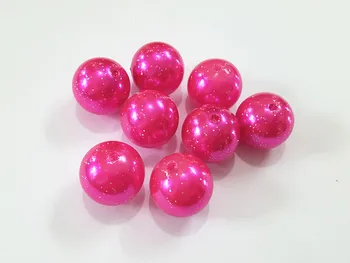 

(Choose Size First) 10mm/12mm/20mm Hotpink Glitter Effect Acrylic Pearl Beads