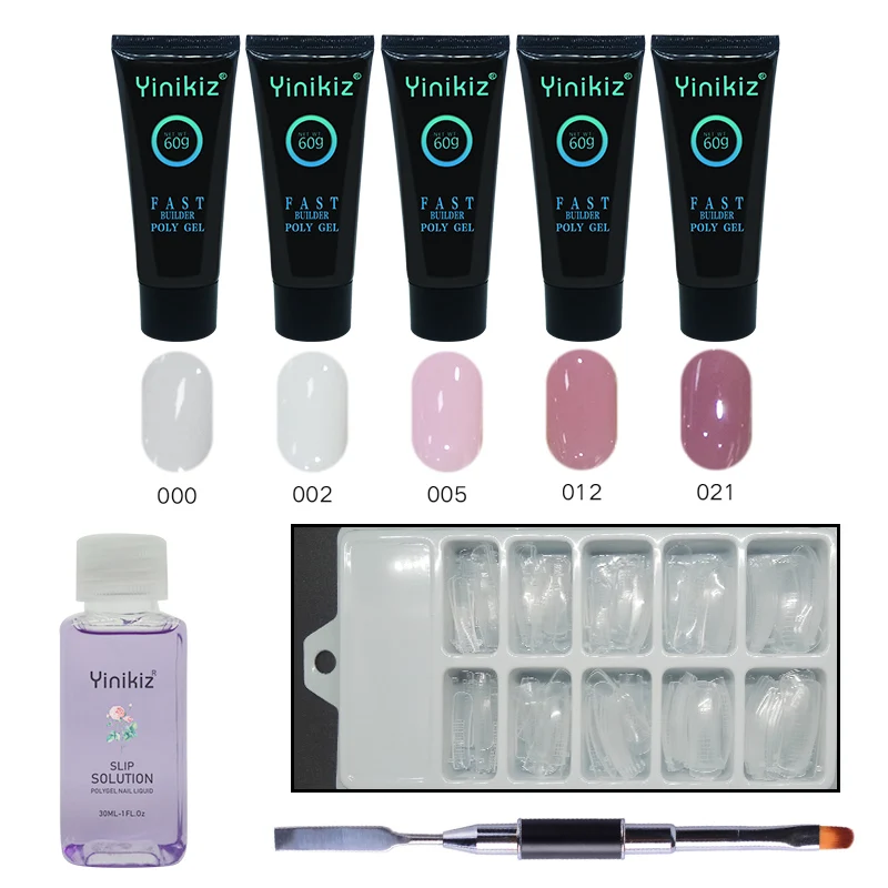 

Yinikiz 8pcs Kit of Polygel 60ml Uv Fast Builder Gel Extension Fingernails Tools Reduce Glue Viscosity Nail Liquid Slip Solution