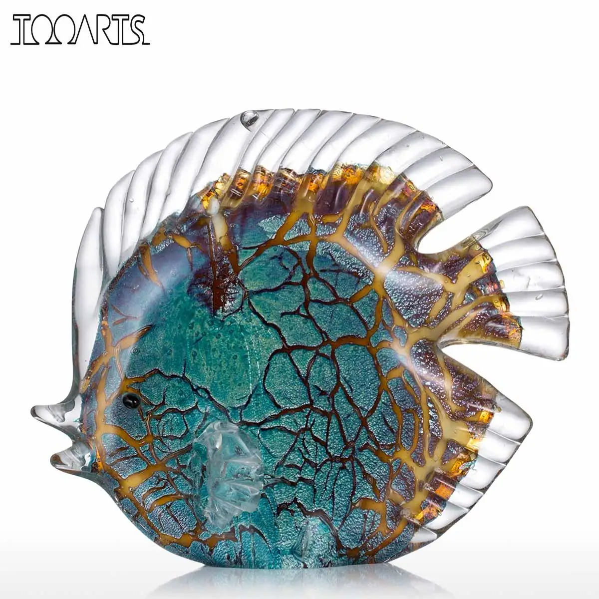 Tooarts Colorful Spotted Tropical Fish Glass Sculpture Fish Sculpture