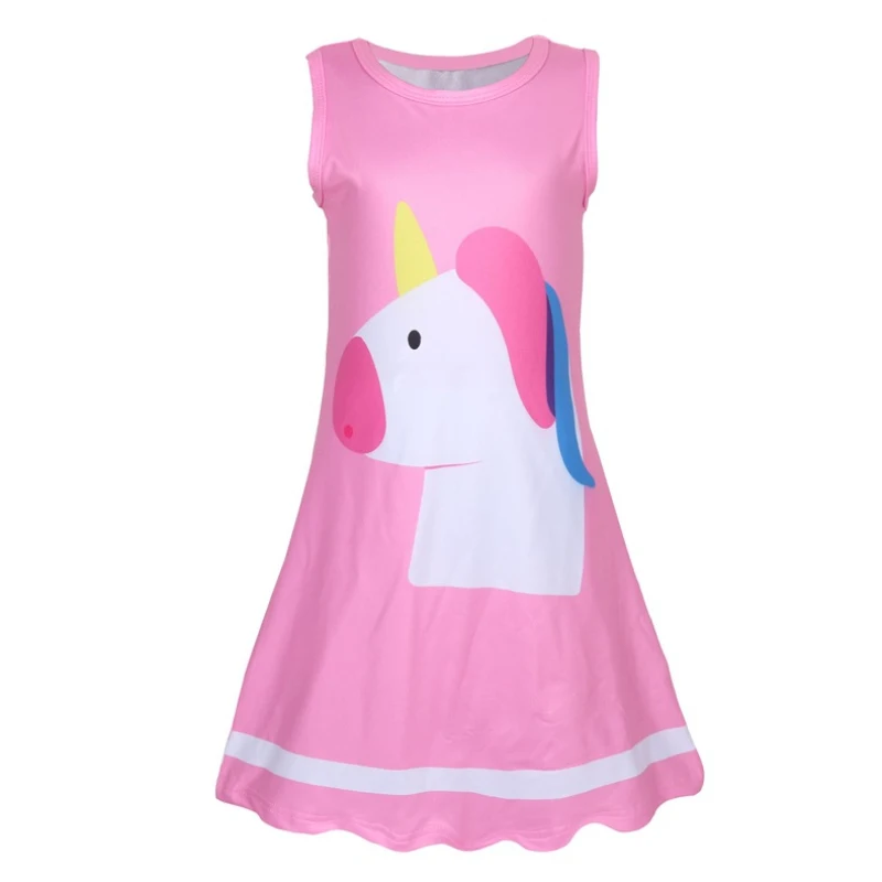 

2019 cute dress girls cute clothes sleeveless pink unicorn dress princess birthday clothing kids dresses for girls 4 6 8 year