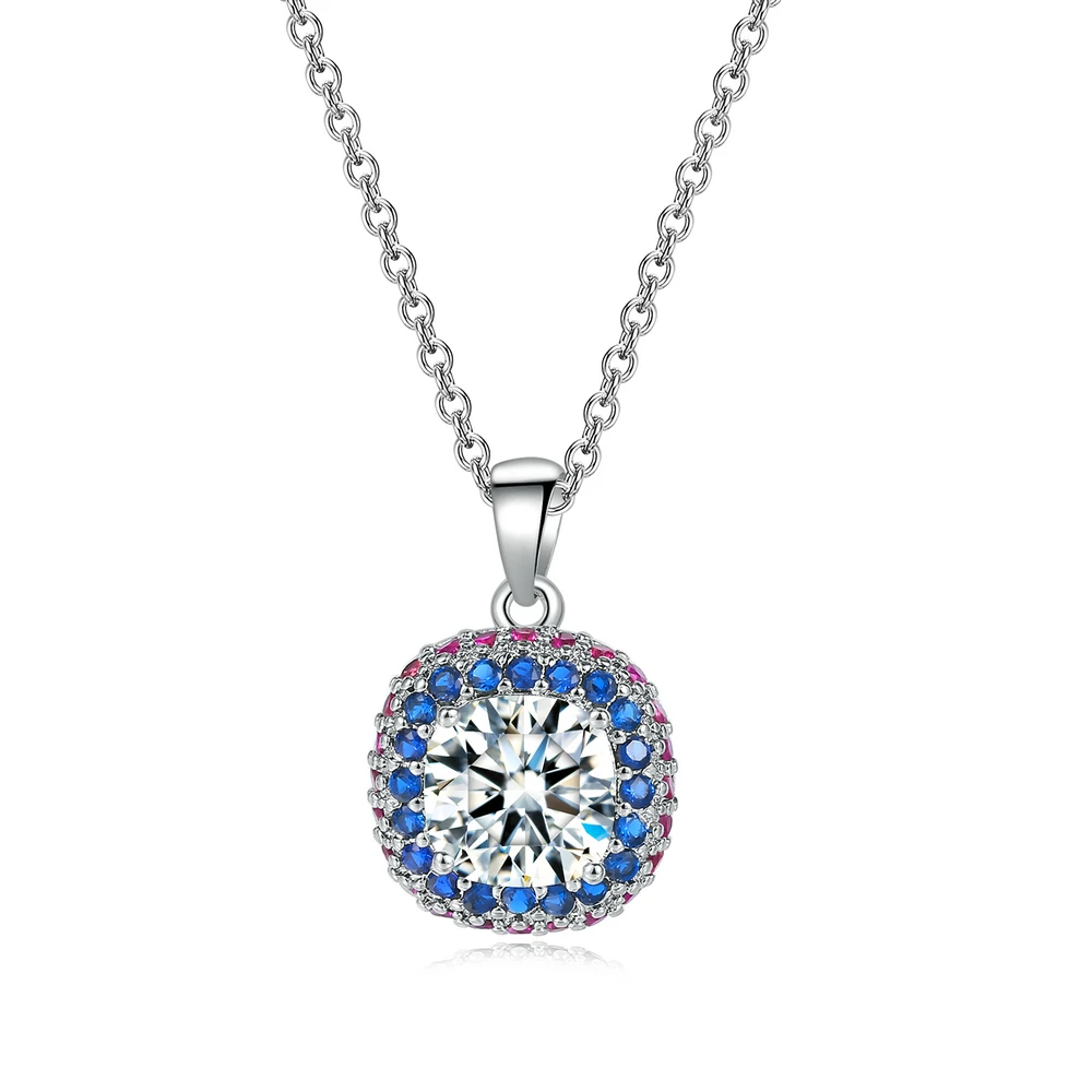 Double Fair White Gold Pendant Necklace For Women Birthday Gift Cubic Zirconia Link Chain Necklaces Jewelry Wholesale DZN001