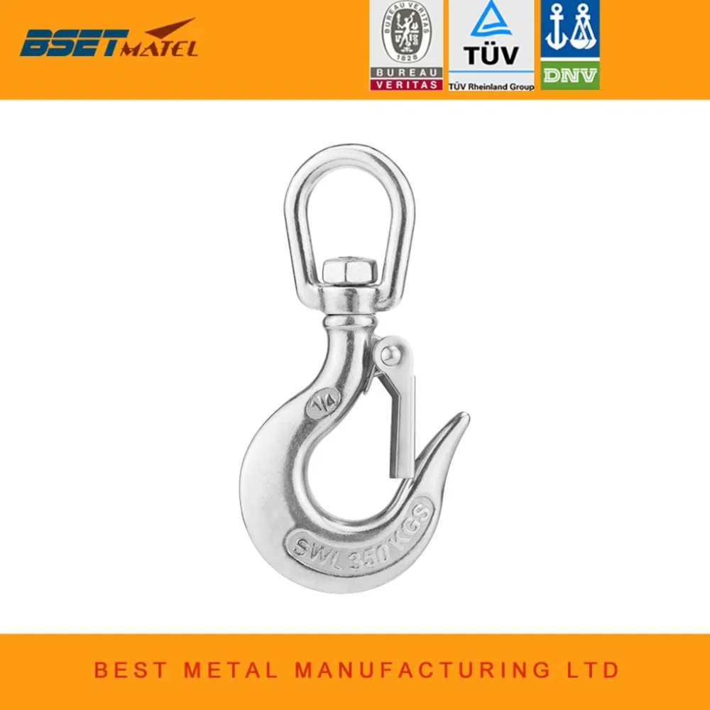 

304 Stainless Steel Round Swivel Eye Lifting Snap Hook cargo snap hook crane hook with Latch marine rigging hardware accessories
