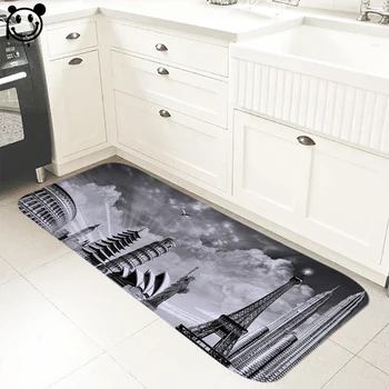 

PEIYUAN World Famous Architecture Eiffel Tower Golden Gate Bridge Beautiful Landscape Flannel Doormat Floor Mat Carpet Tapete