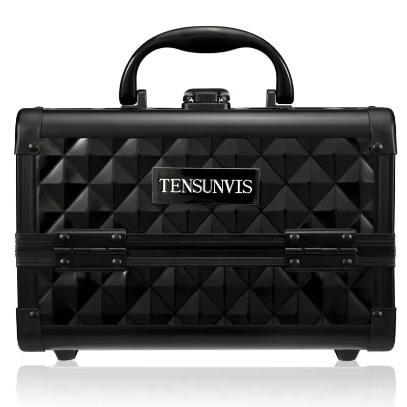 

TENSUNVIS Aluminium Beauty Case Pink Cosmetic Case with mirror Makeup Box (24 x 19 x 17)