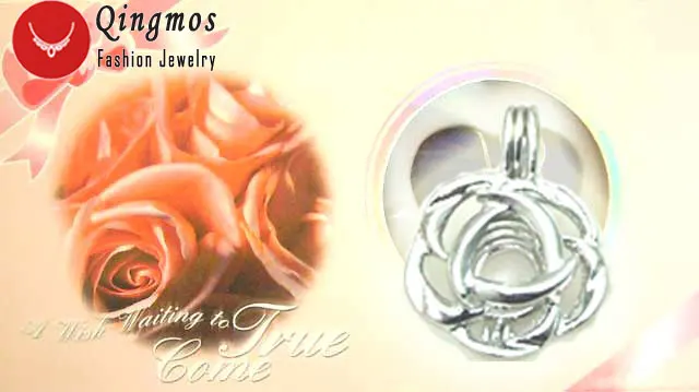 Qingmos Wish Pearl Подарочная коробка 20 мм роза клетка Чокеры ожерелье для женщин с Oyster Love цепочка с жемчужным кулоном Ожерелье Colar-3622