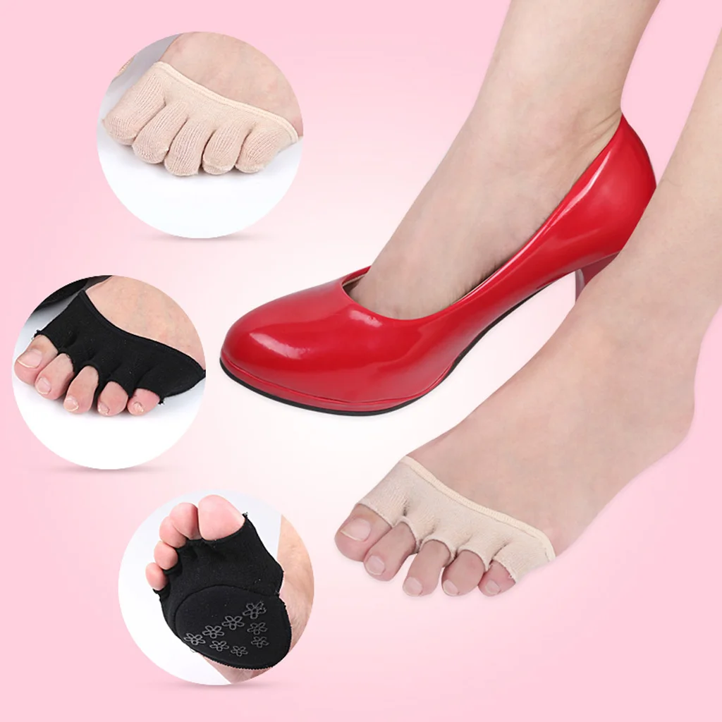 

Women's Five Toe Toppers Socks Toe Separating Socks No-Show Half Palm Socks for Peep Toe Sandals Pumps Flats Sneakers