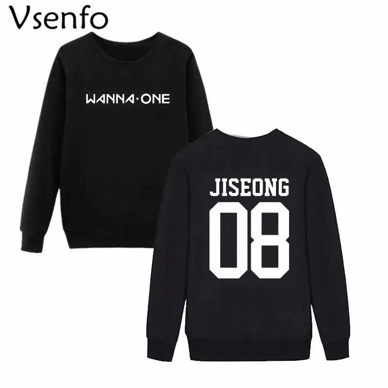 

Vsenfo Korean KPOP Wanna One Sweatshirt Unisex Casual Crewneck Hoodie Wanna One Name Album Sweatshirts For Men Women Tops