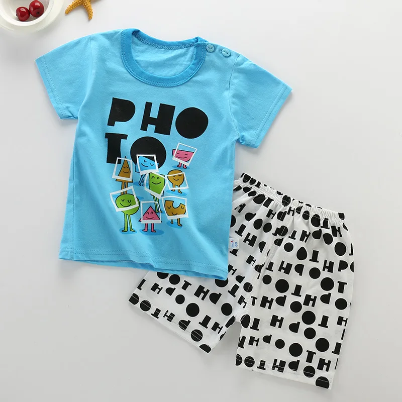 Детская одежда летняя одежда для мальчиков и девочек футболки с короткими рукавами и шорты одежда для детей костюм из хлопка для малышей