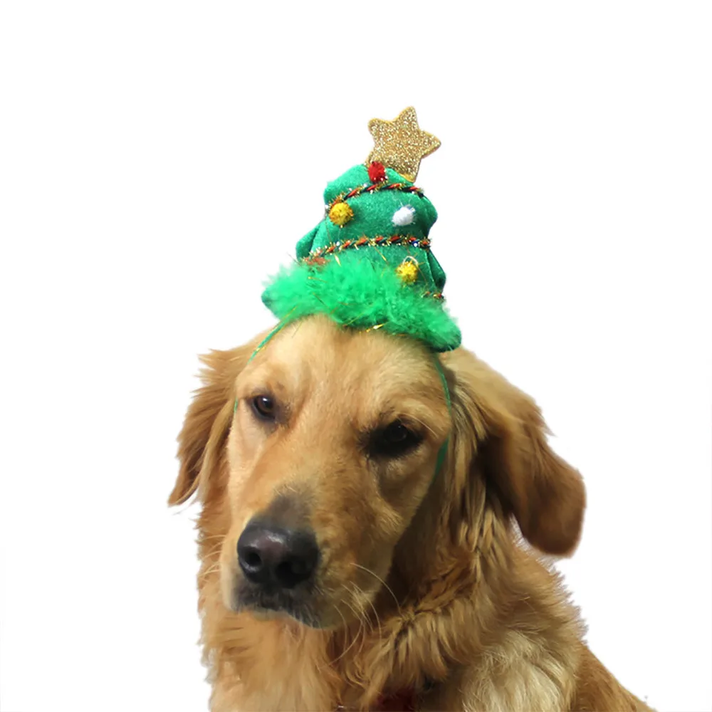 

Creative christmas dog hat Green Tree Headband Pet Dogs Cats Adjustable Hat Cosplay Party Gift christmas dog costume