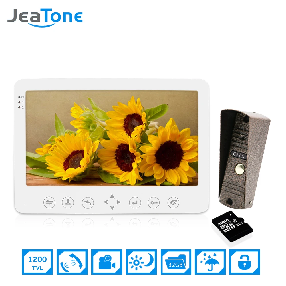 1 Doorphone camera to 1 Monitor + 32G SD Card 7 inch Home Security Intercom Kit Video Door Phone Doorbell Intercom JeaTone 1 Doorphone camera to 1 Monitor + 32G SD Card 7 inch Home Security Intercom Kit Video Door Phone Doorbell Intercom JeaTone