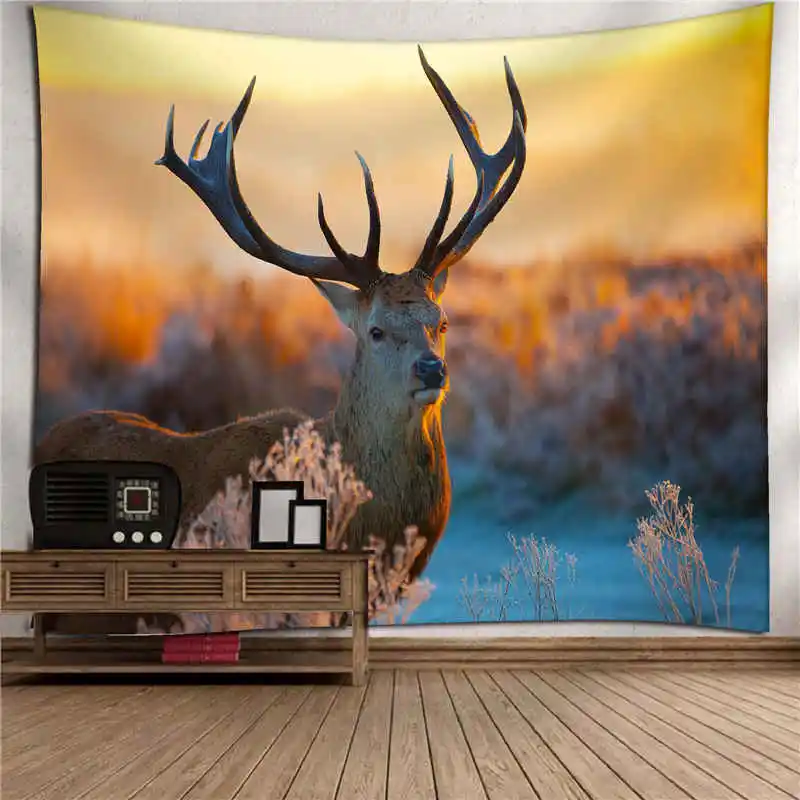 

customized tapstry christmas deer tropical animal african steppe deer lake deer tapestry wall hanging