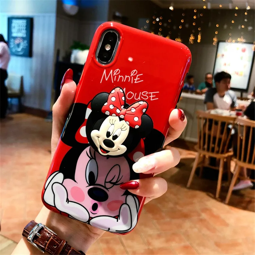 GYKZ 3D Cute Cartoon Mickey Minnie Phone Case For iPhone 7 XS MAX XR 8 6s 6 Plus Grip Holder Stand Cover For iPhone X Coque Capa GYKZ 3D Cute Cartoon Mickey Minnie Phone Case For iPhone 7 XS MAX XR 8 6s 6 Plus Grip Holder Stand Cover For iPhone X Coque Capa