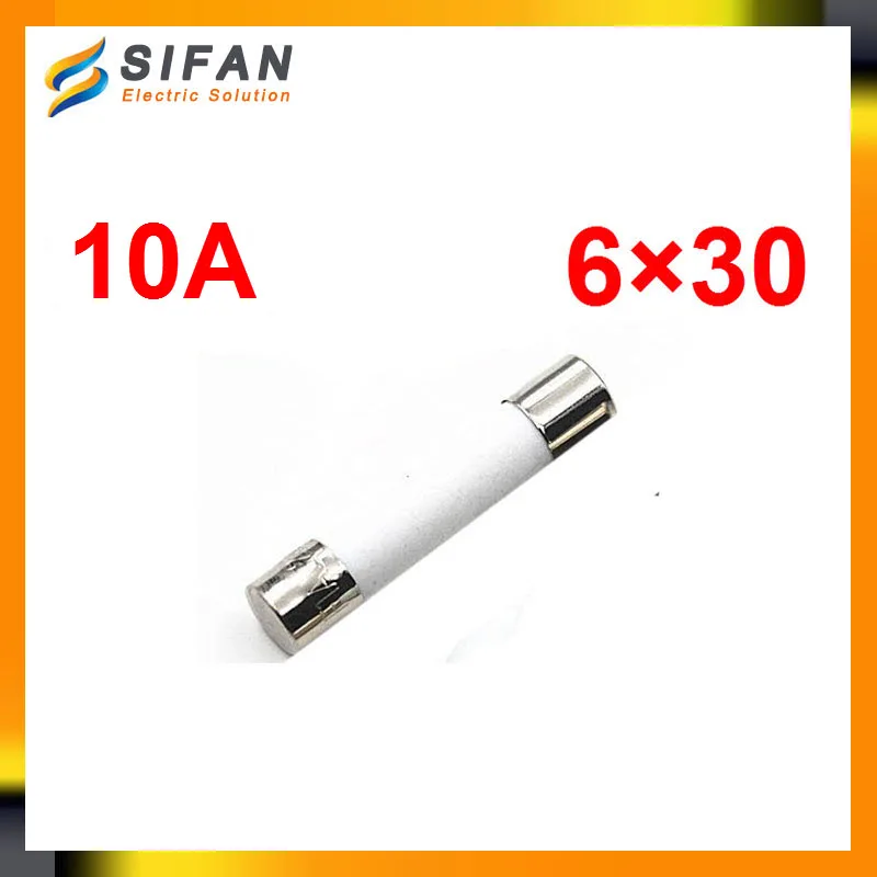 10pcs/Lot 10A Ceramic fuse 6mmx30mm 6*30 6X30 TC028in Fuses from Home