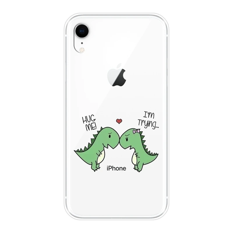 Мягкий силиконовый чехол для телефона из ТПУ с милыми динозаврами iPhone X XR XS MAX 8 7 6 S