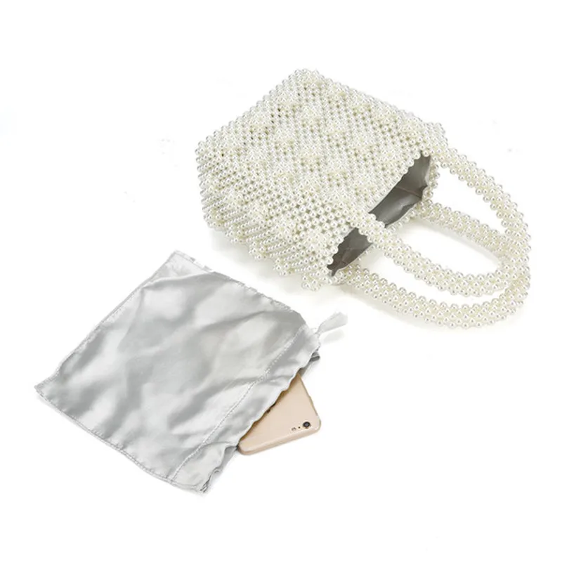 Жемчужная сумка, украшенная бусинами, женская сумка, вечерние сумки в винтажном стиле, летняя Роскошная брендовая белая ручная сумка,, Прямая поставка