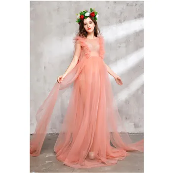 

Maternity photography dress transparent mesh Lace Long Dress for maternity gown maxi dresses for photo shoot Photography Props