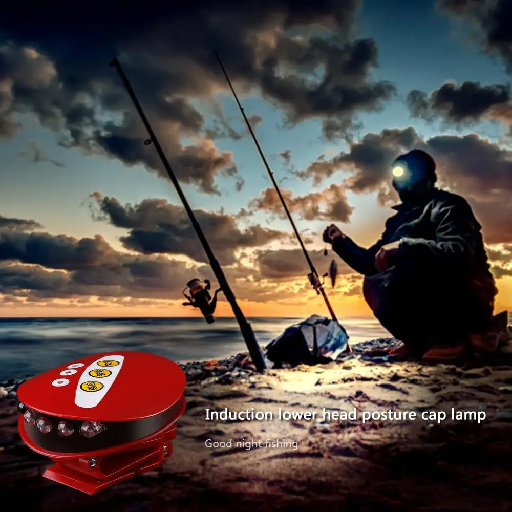 LED Intelligent Sensor Cap Light Usb Charging Night Fishing Clip Lamp Lithium Battery Smart Gear | Спорт и развлечения