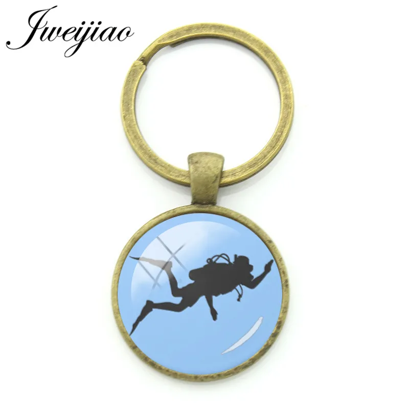 Jweijiao Vintage Frogman Diving Keyrings Diver Figure Silhouette