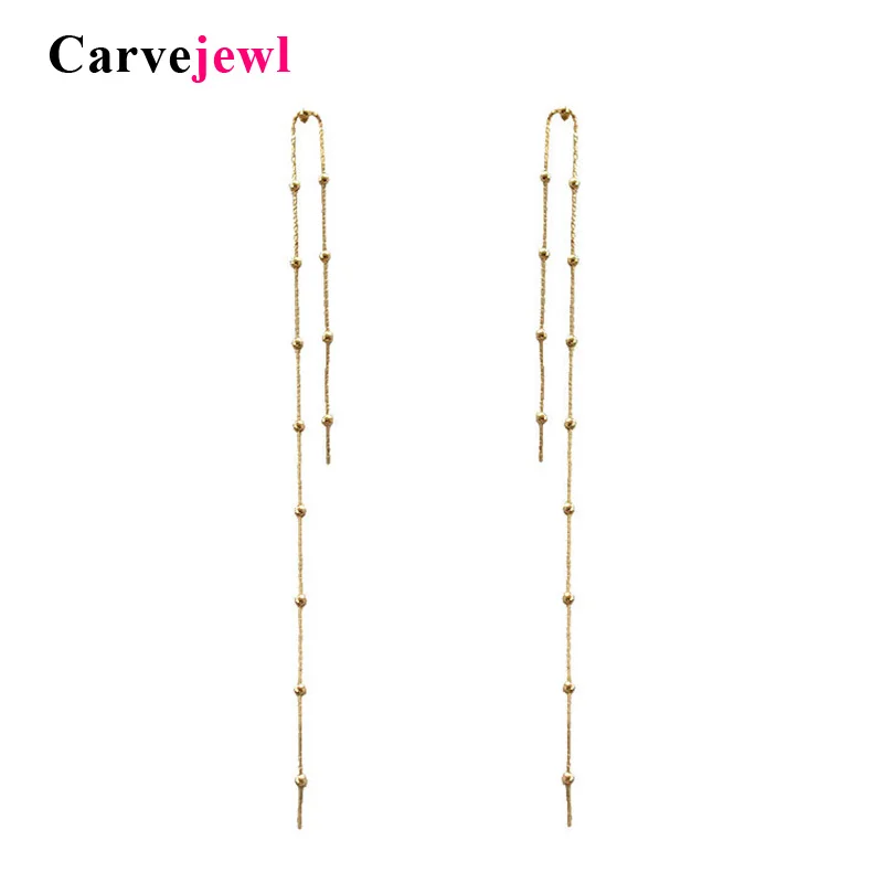 Carvejewl новые корейские Модные Позолоченные висячие латунные длинные серьги