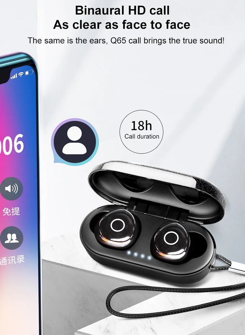 Ovevo Q65 Pro TWS bluetooth 5,0 наушники HiFi Smart Touch стерео гарнитура IPX7 Водонепроницаемая Двусторонняя стерео гарнитура с зарядным устройством