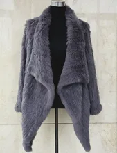 S1494 Women Real Fur Coat is Genuine Rabbit Fur Knitted Long Jacket Winter Lady Warm Fashion Top Quality