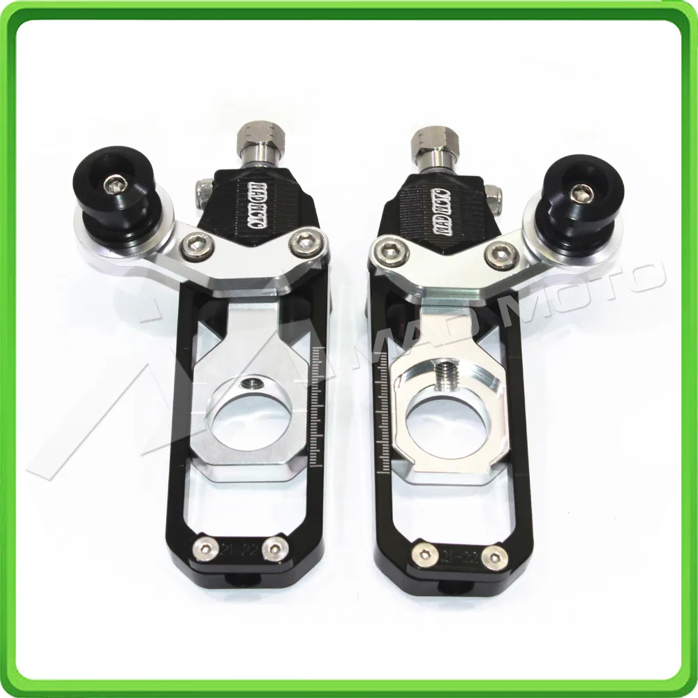 

Motorcycle Chain Tensioner Adjuster with paddock bobbins for Kawasaki ninja ZX10R ZX-10R 2011 2012 2013 2014 2015 Black&Silver