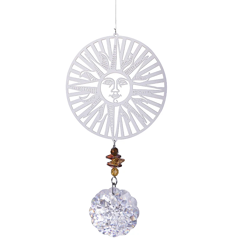 H&D Window Hanging Crystal Suncatcher Metal Sun Decor Fengshui Rainbow Maker Pendants Curtain Home Wedding Decoration Gifts