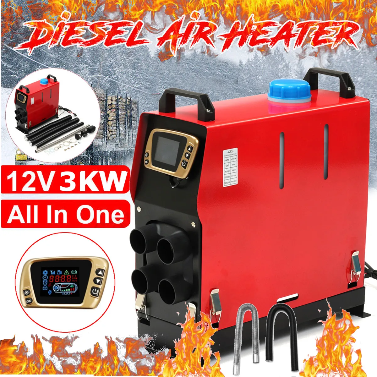 

All In One 3000W Air diesels Heater 3KW 12V Car Heater For Trucks Motor-Homes Boats Bus +Newest LCD key Switch +Remote control