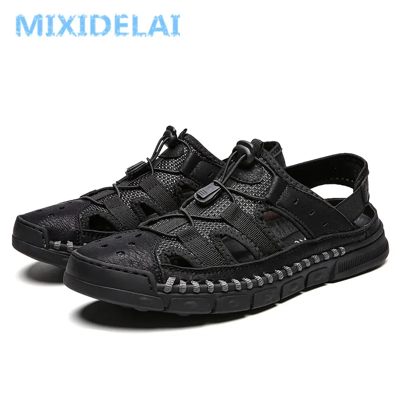 2019 New Summer Business Casual Men's Sandals Men Leather Splice Shoes Outdoor Male Hand Stitching Wrapped Toe Beach Sandal Men 2019 New Summer Business Casual Men's Sandals Men Leather Splice Shoes Outdoor Male Hand Stitching Wrapped Toe Beach Sandal Men