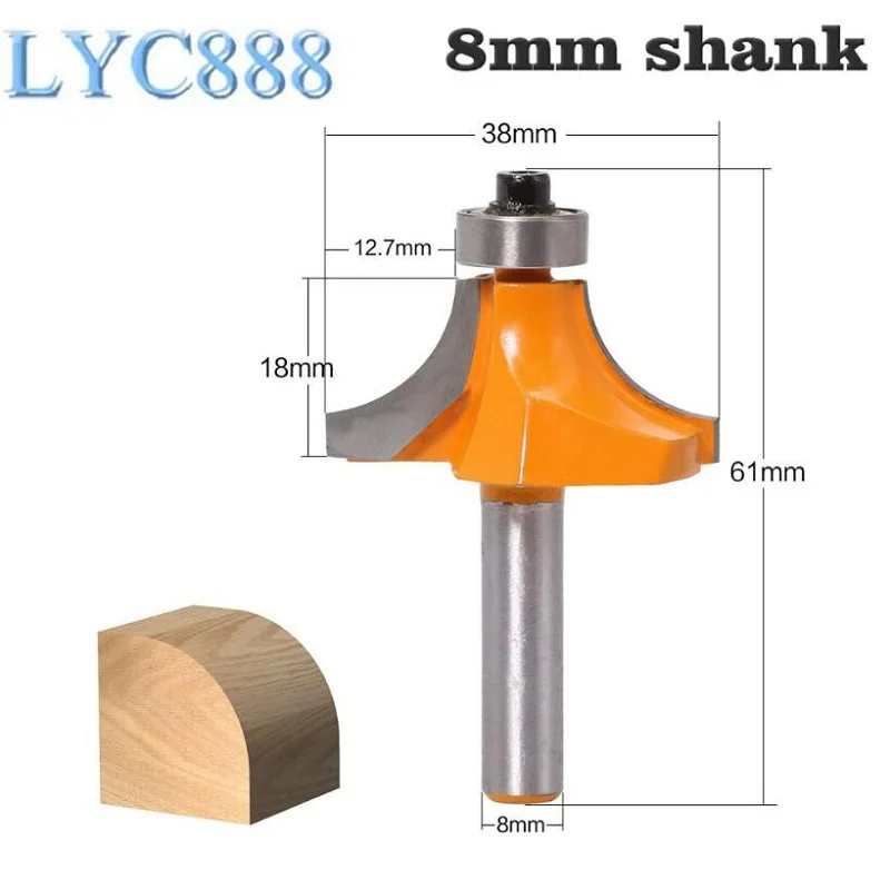 

1pcs 8mm Shank Round Over Edging Router Bit Trimmer Cleaning Fush Wood Router Bit Straight Trim Corner Cove Box Bits Tools
