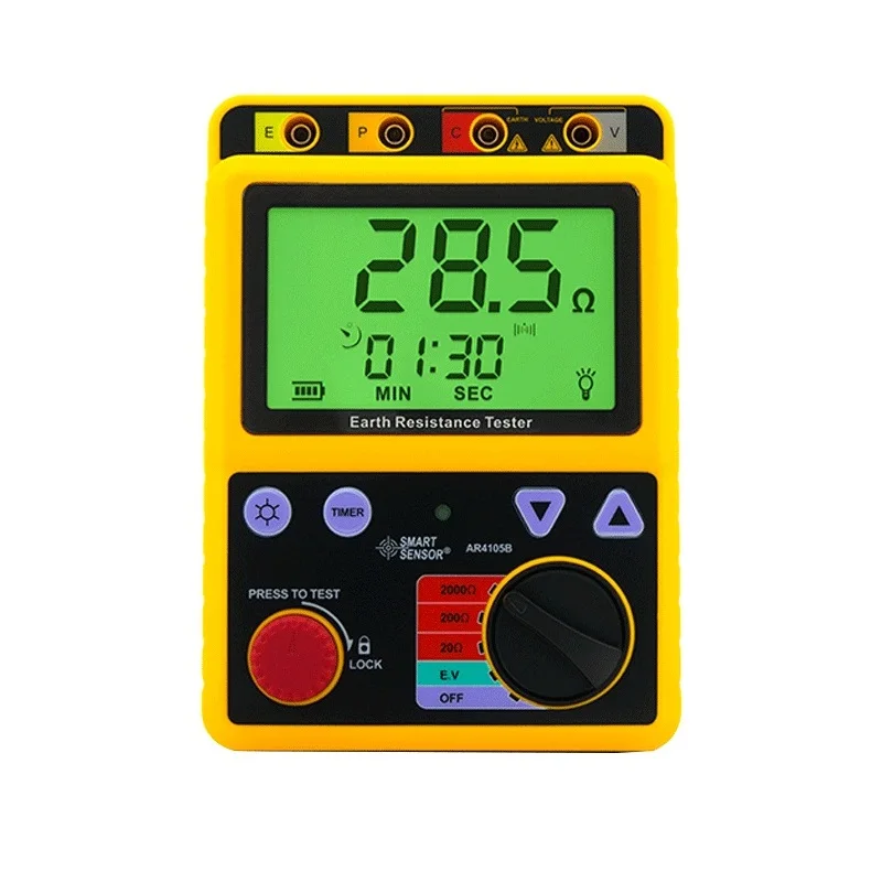 

Smart Sensor AR4105A Digital Earth Ground Resistance Meter Tester Megger Test Meter Megohmmeter Range 0-200 Ohm 2/3Lines