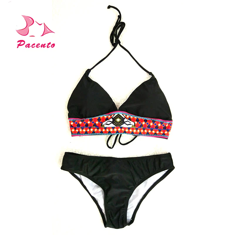 PACENT Black Bikini Brazilian Plus Size Swimwear Female Halter Woemen's