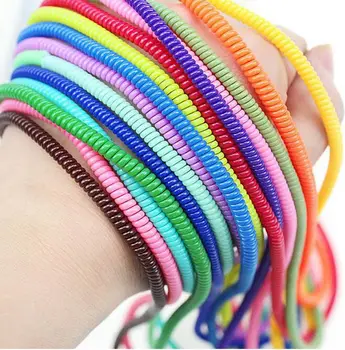 

100pcs/lot 50cm Plastic spring Protective sleeve Mobile Tablet solid Spiral Cord Protector for Charger Earphone Cords