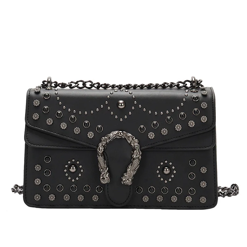 Amorvivi 2019 Handbags Chain bag Small square bag Rivet single shoulder slung portable bags women messenger bags Amorvivi 2019 Handbags Chain bag Small square bag Rivet single shoulder slung portable bags women messenger bags