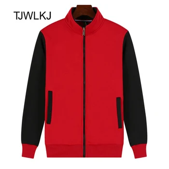 

TJWLKJ Autumn Winter Men's Jacket Thick Loose Sport Solid Baseball Outerwear Coats Zipper Long Sleeve Jacket 7 Colors