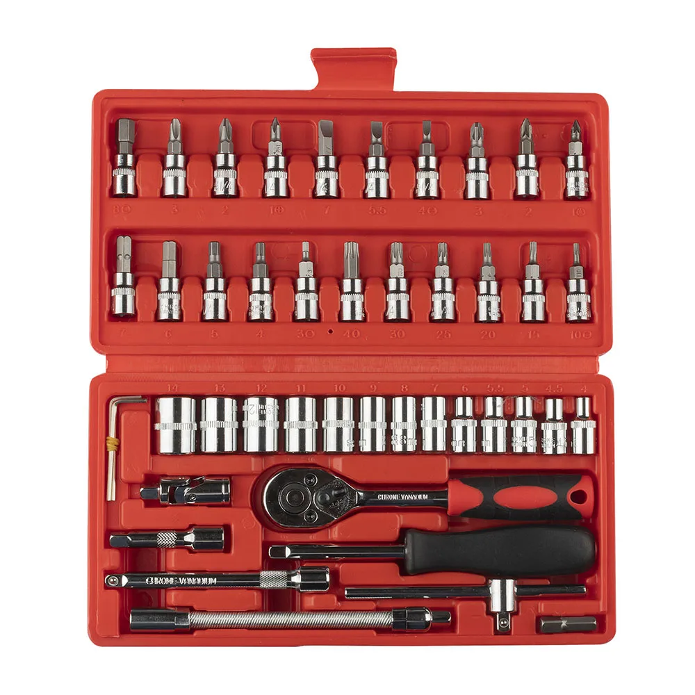 

46pcs/set Car Repair Tool Set Hardware Tool Kit For Car Auto Repairing tool Torque Ratchet Wrench Carbon Steel Combination Tool