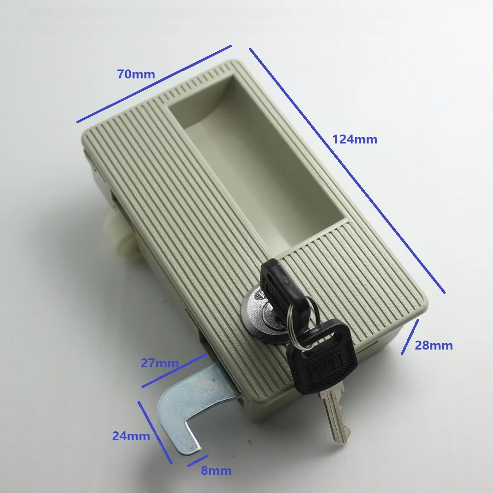 Plastic Flush Recessed Lock With Cam Hook and Roller For Sliding Door