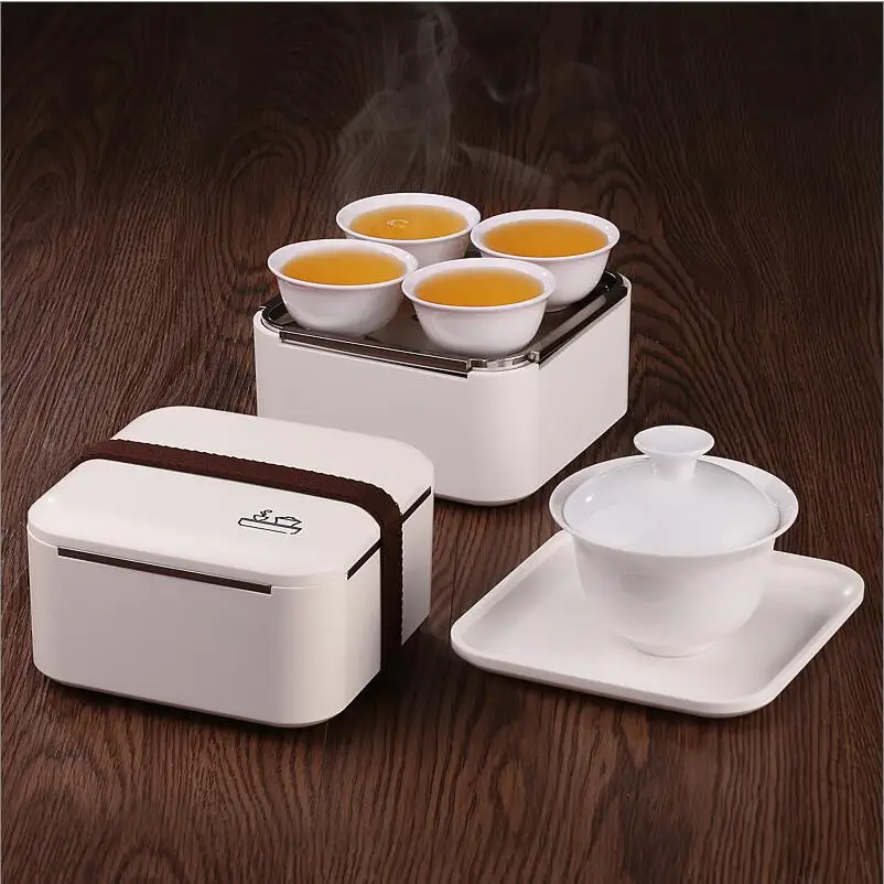 

Ceramic Teapot Kettle TeaCups,Portable Travel Tea Set Chinese Kung Fu Tea Set and Tray Mini Portable
