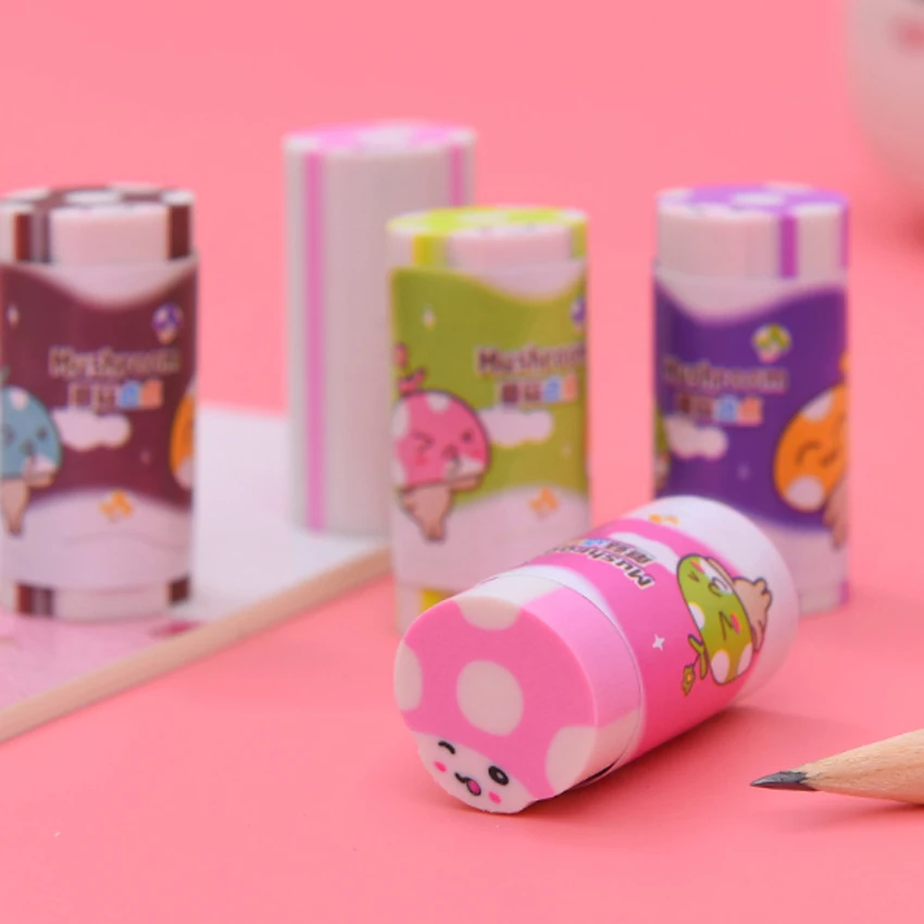 4 шт./лот ластик с рисунком гриба из мультфильма для студентов канцелярские