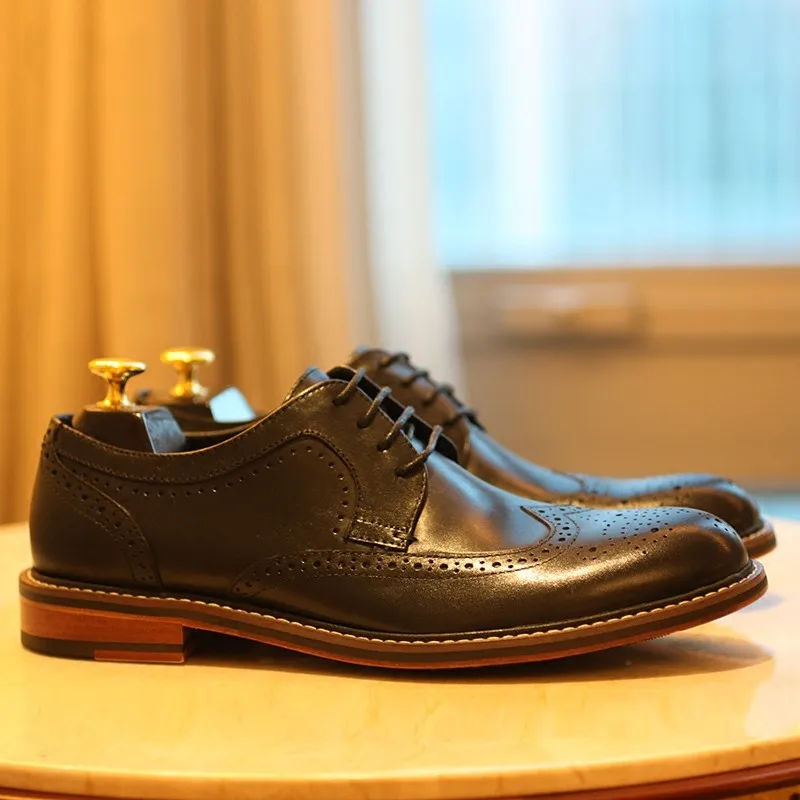 Мужские туфли Броги из воловьей кожи в британском стиле|shoes hombre|shoes businessshoes style |