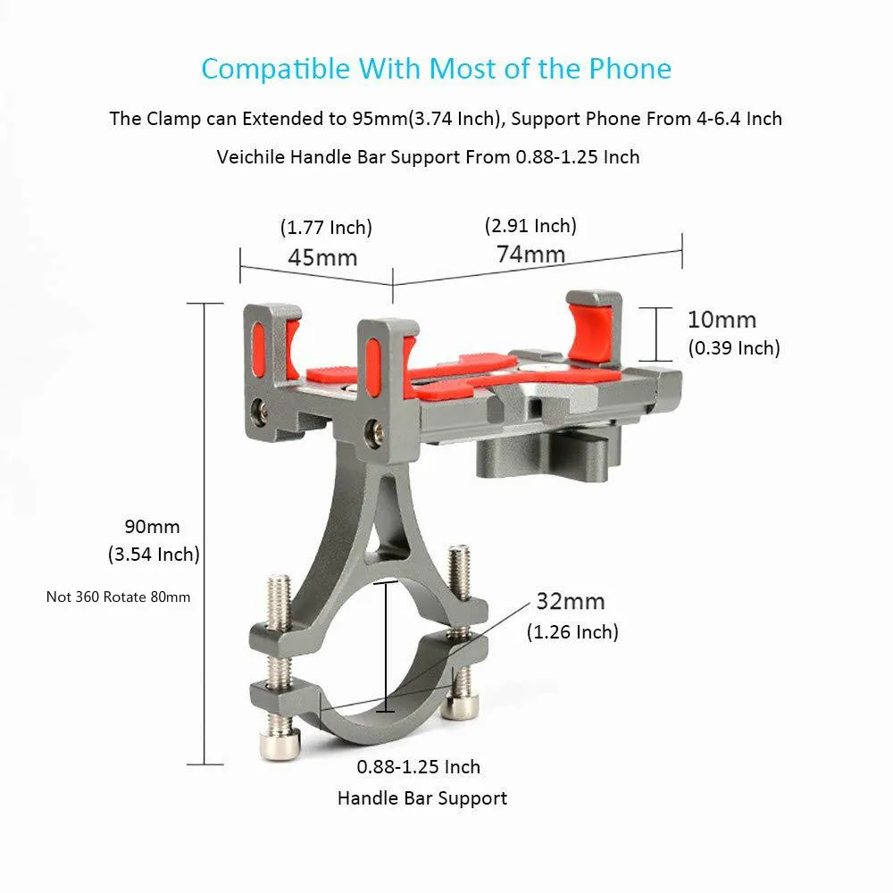 Универсальный держатель на руль велосипеда для телефона, крепление на 360 градусов, вращающийся алюминиевый держатель для телефона мотоцикла, зажим для сотового телефона
