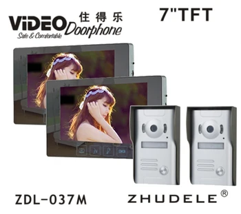 

ZHUDELE 7"Color Video Door Phone Video Intercom 2 Monitor Doorbell Camera Intercom Kit IR Night Vision Camera for Home Security
