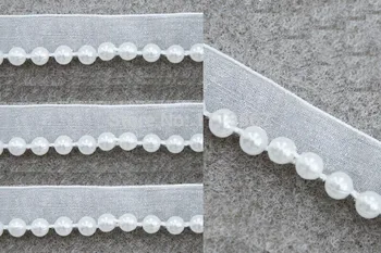 

20yards 1.7cm Craft White Braided Fake Pearls Trim Decorated Lace Ribbon Trim For Wedding Dress Clothes Accessories Trim t328